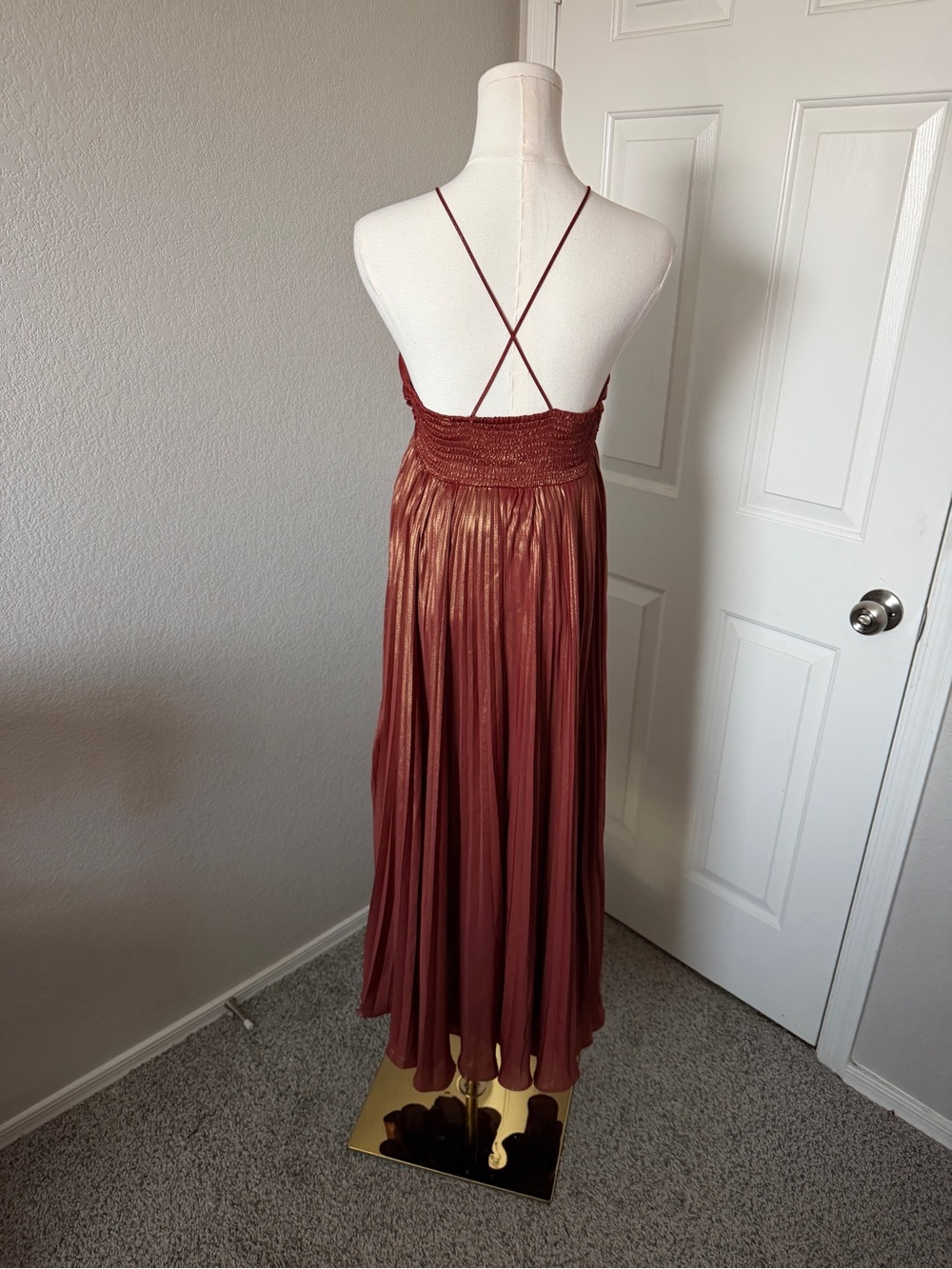 Anthropologie Plissé Halter Dress Strapless Pleated Maxi Dress - Picture 5 of 5